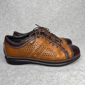 Aetrex Diana Womens Shoes Size 8.0 XW Brown Leather Perforated Cap Toe Comfort